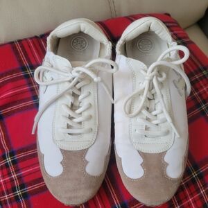 Tory Burch Cream and Brown Sneakers